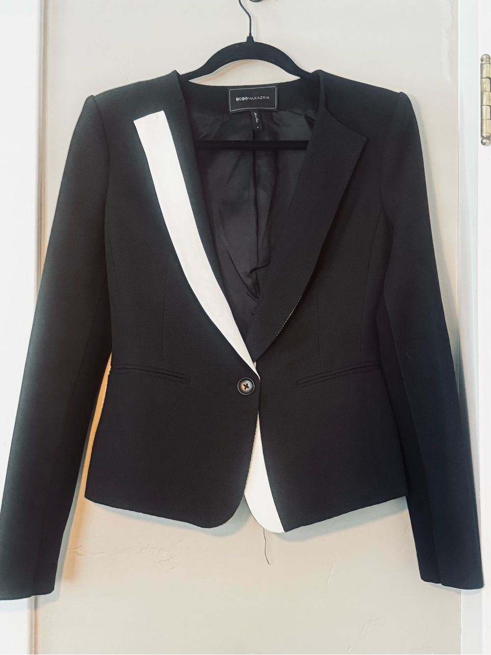 BCBGMaxAzria Black Jacket with White Lapel Detail